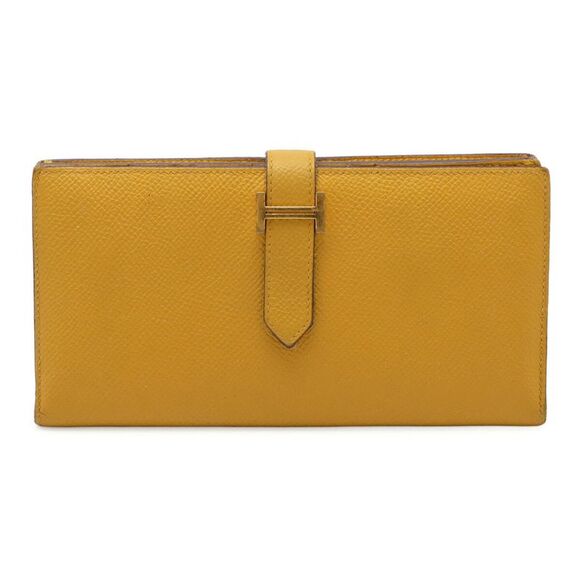Hermes Bearn Souffle Yellow Leather Wallet - Picture 1 of 9